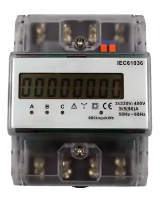 3 fase DIN rail kWh meter max 3x80A